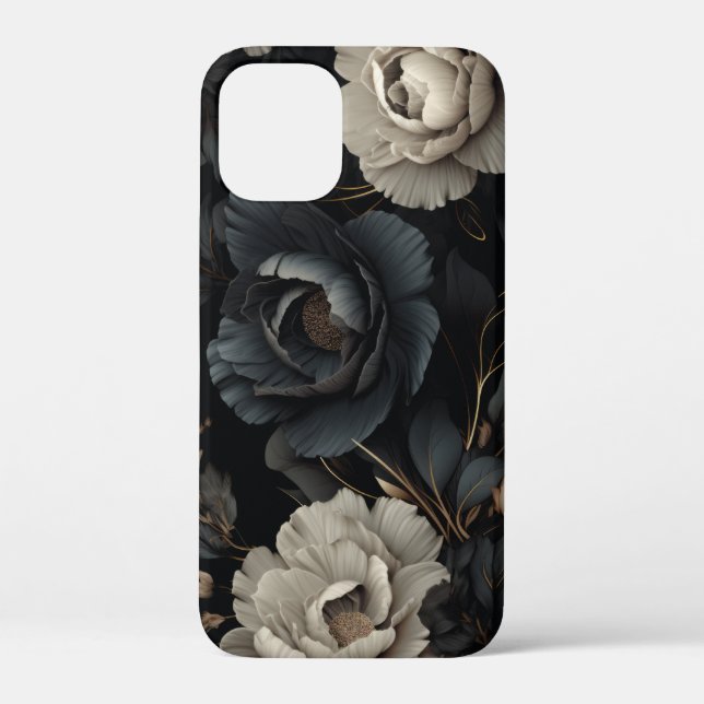 Black and White Flowers Case-Mate iPhone Case (Back)
