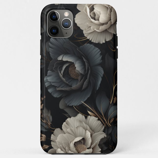 Black and White Flowers Case-Mate iPhone Case (Back)