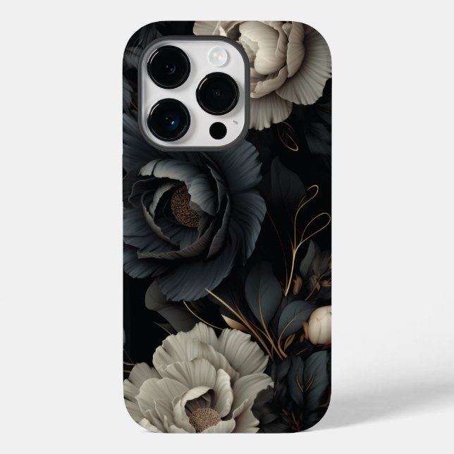 Black and White Flowers Case-Mate iPhone Case (Back)