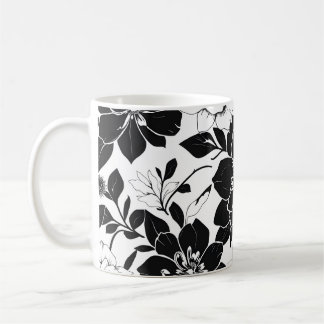 Black and white flowers coffee mug