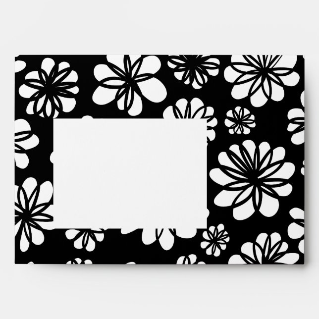 Black and White Flowers Envelope (Front)