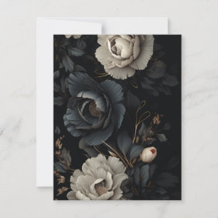 Black and White Flowers Holiday Card
