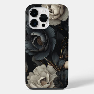 Black and White Flowers iPhone 14 Pro Max Case