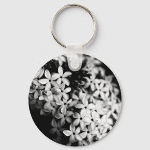black and white flowers keychain