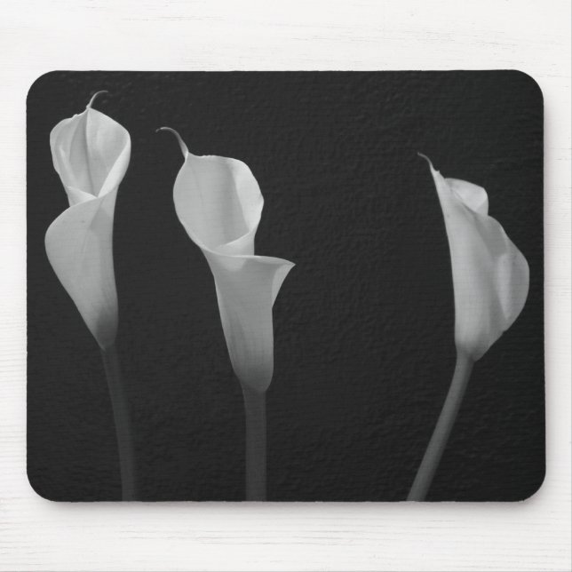 Black and White Flowers Mouse Pad (Front)