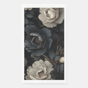 Black and White Flowers Napkin