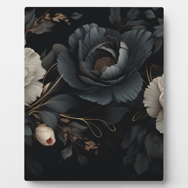 Black and White Flowers Plaque (Front)
