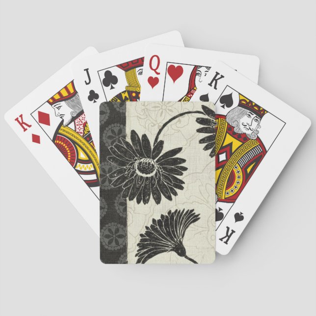 Black and White Flowers Playing Cards (Back)
