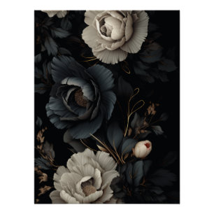 Black and White Flowers Poster