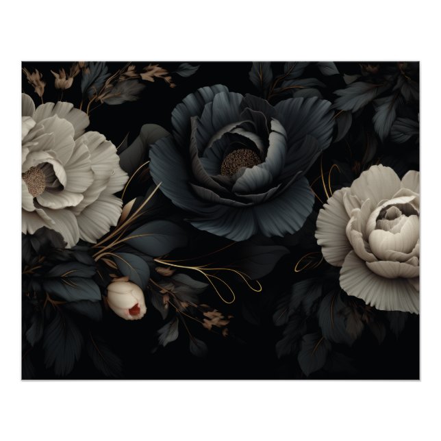 Black and White Flowers Poster (Front)