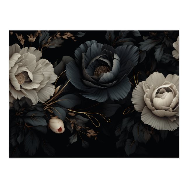 Black and White Flowers Poster (Front)