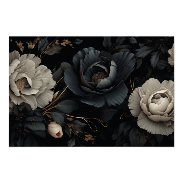 Black and White Flowers Poster (Front)