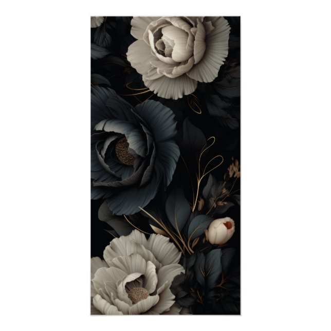 Black and White Flowers Poster (Front)