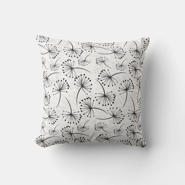 Black and white flowers throw pillow (Front)