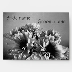Black and white Flowers Wedding Envelope Templ