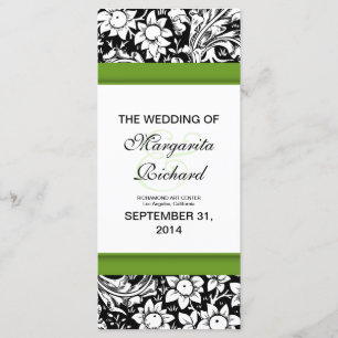 black and white flowers wedding programs