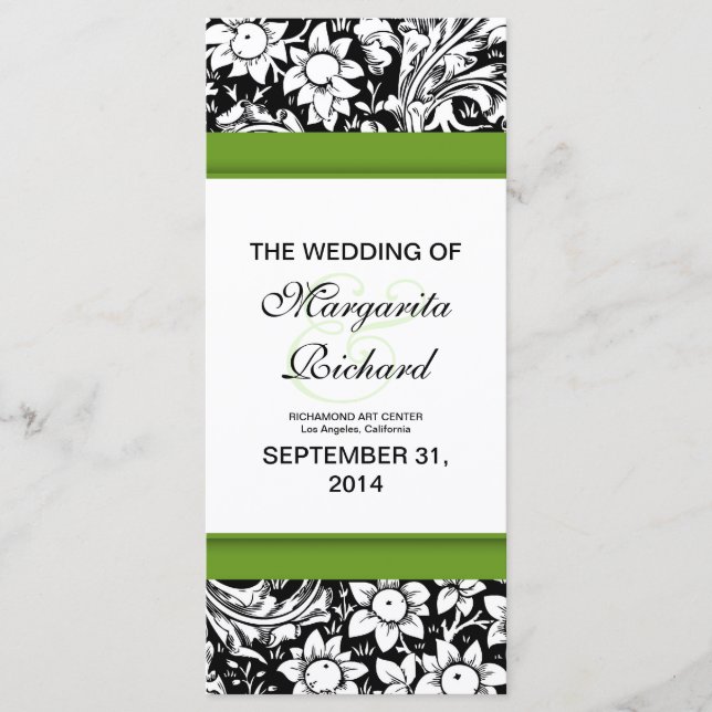 black and white flowers wedding programs (Front)