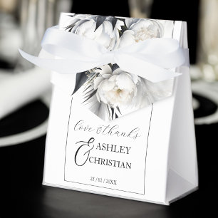 Black and white flowers wedding template favor box