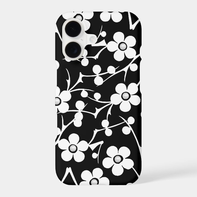 Black and White Flowers With Pearls (Verso)