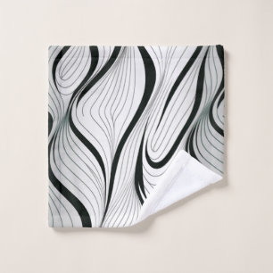 Black and White Flowing Bands with Fine Contours Wash Cloth