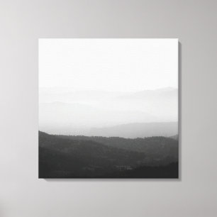 Black and white foggy horizon lines canvas print