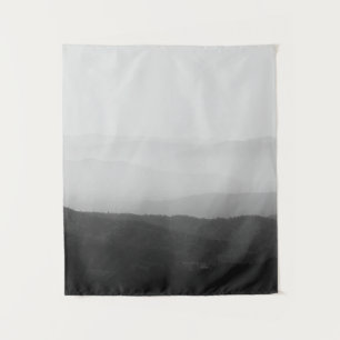 Black and white foggy horizon lines tapestry