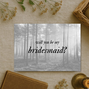Black and White Folk Forest Cottagecore Bridesmaid Card