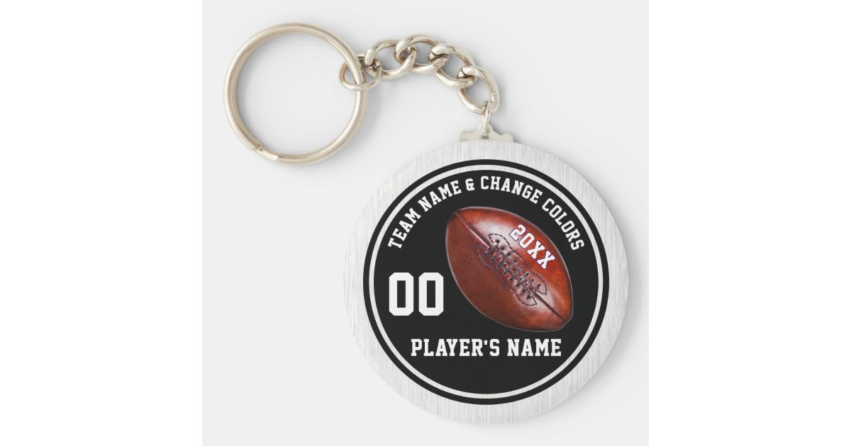 Black and White Football Keychains, Personalized Keychain Zazzle