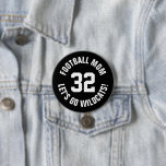 Black and White Football Mom Jersey Number 3 Inch Round Button<br><div class="desc">Cheer on your favourite sports team, football player or just show off your school pride with a custom personalized spirit button! Add your school name or personalize with a player's name and jersey number. Perfect for football, basketball, baseball and soccer games! Create custom pins for the whole team, cheerleaders, parents...</div>