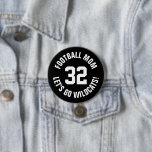 Black and White Football Mom Jersey Number 3 Inch Round Button<br><div class="desc">Cheer on your favourite sports team, football player or just show off your school pride with a custom personalized spirit button! Add your school name or personalize with a player's name and jersey number. Perfect for football, basketball, baseball and soccer games! Create custom pins for the whole team, cheerleaders, parents...</div>
