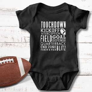 Black and White Football Theme Baby Bodysuit