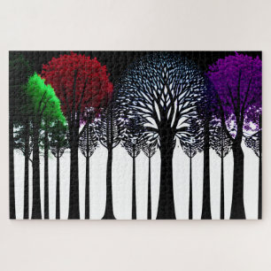 Black and White Forest with Traces of Colour Jigsaw Puzzle