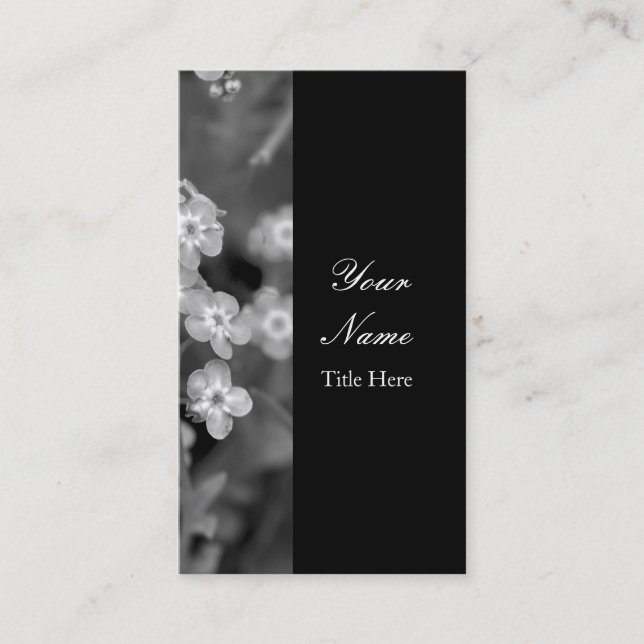 Black and White Forget Me Not Business Card (Front)