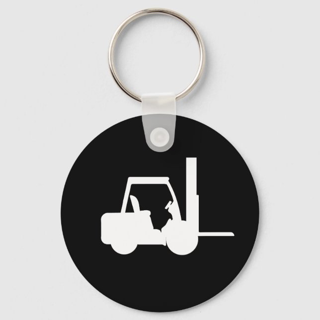 black and white  Forklift Keychain (Front)