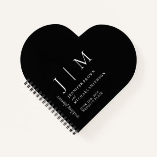 Black and White Formal Simple Love Wedding Notebook