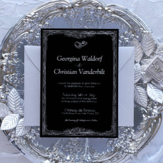 Black and White Formal Simple Minimalist Wedding Invitation