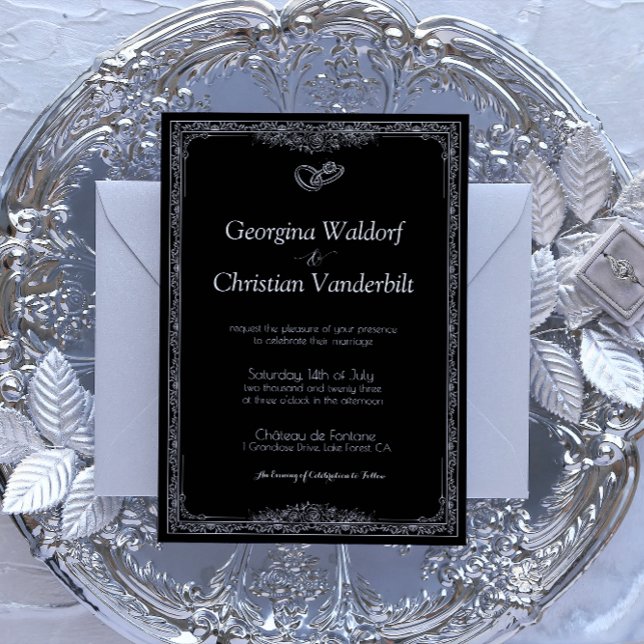 Black and White Formal Simple Minimalist Wedding Invitation (Creator Uploaded)