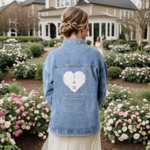 Black and White Formal Simple Monogram heart Denim Jacket