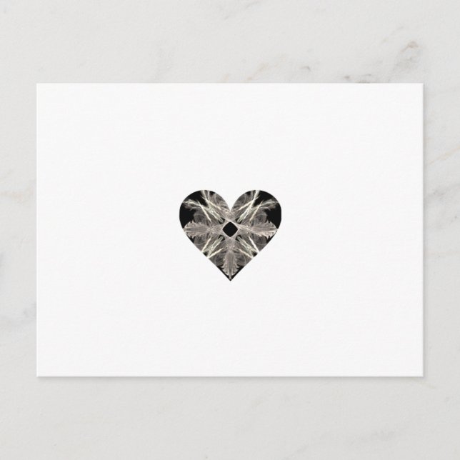 Black and White Fractal Art Heart Shape Postcard (Front)