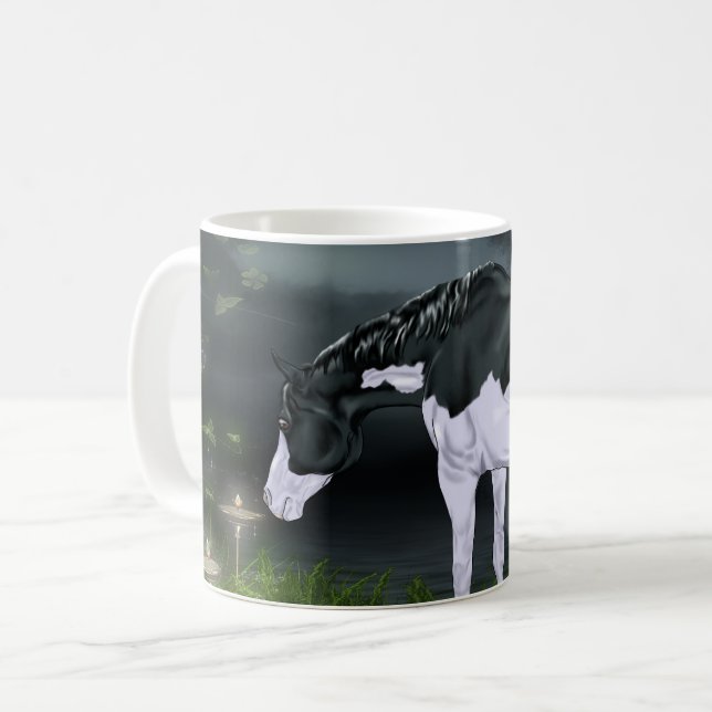 Black and White Frame Overo Paint Horse Coffee Mug (Front Left)
