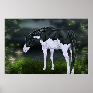Black and White Frame Overo Paint Horse Poster