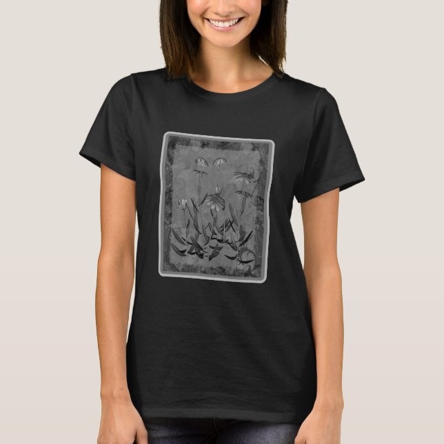 Black And White Framed Daisies Floral Art  T-Shirt (Front)