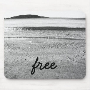 Black and White Free Sand Beach Mouse Pad