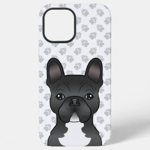 Black And White French Bulldog Cartoon Dog & Paws iPhone 12 Pro Max Case
