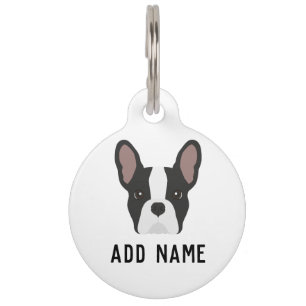 Black and White French Bulldog Dog Pet Tag