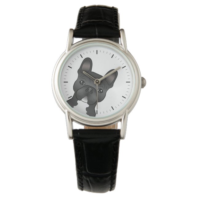 Black And White French Bulldog / Frenchie Cute Dog Watch (Front)