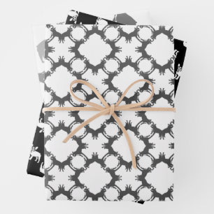 Black and White French Bulldogs Wrapping Paper Sheet