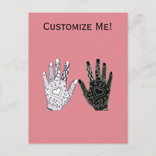 Black and White Friendship Hands Postcard