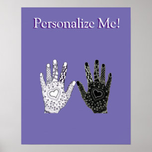 Black and White Friendship Hands Poster