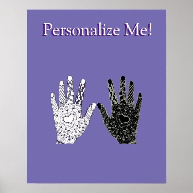 Black and White Friendship Hands Poster (Front)
